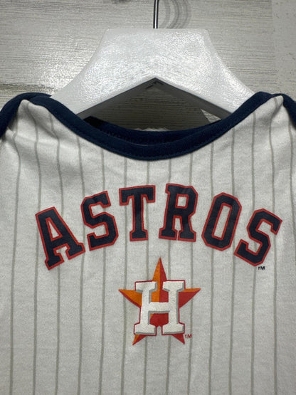 MLB Houston Astros Bodysuit Kids 6/9M White Navy Pinstripe Jersey EUC2