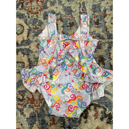 Flap Happy One Piece Swimsuit Girls 24m Multicolor Unicorn Rainbow Ruffle NWT2