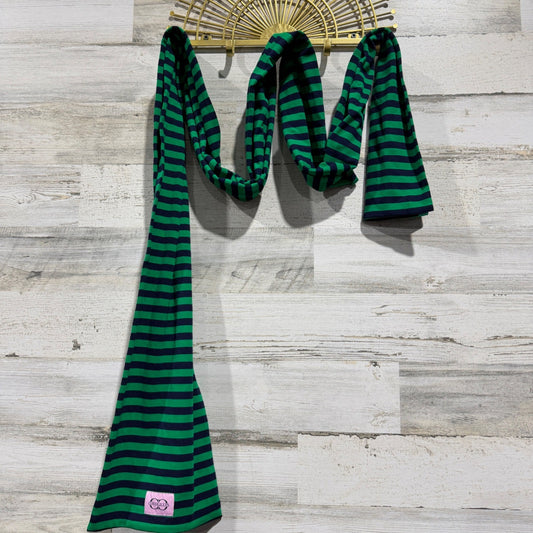 Cocolillys Striped Scarf Women One Size Green Blue Jersey Knit Preppy Extra Long0
