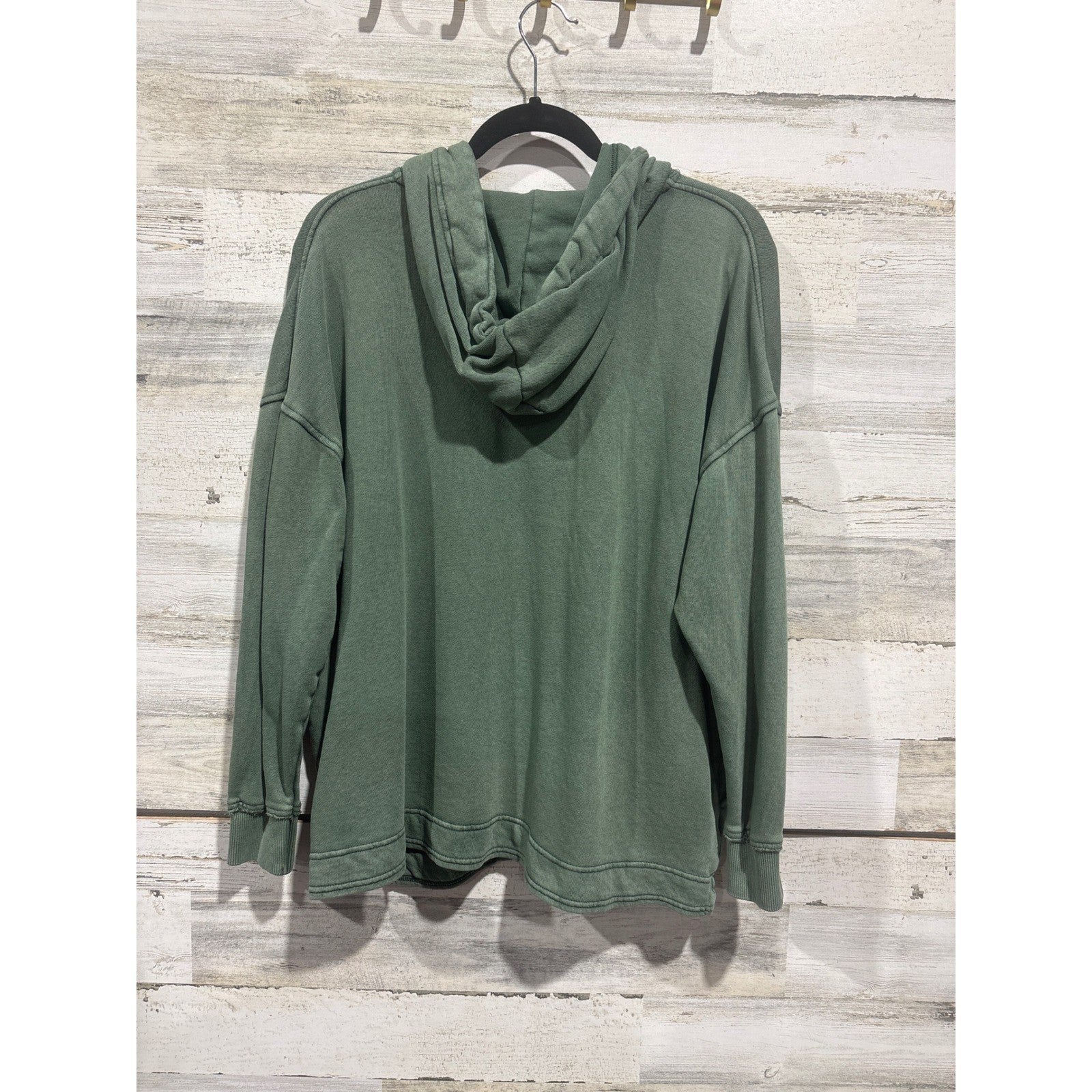 Aerie Henley Hoodie Women XS Green Button Front Oversized Gorpcore EUC2