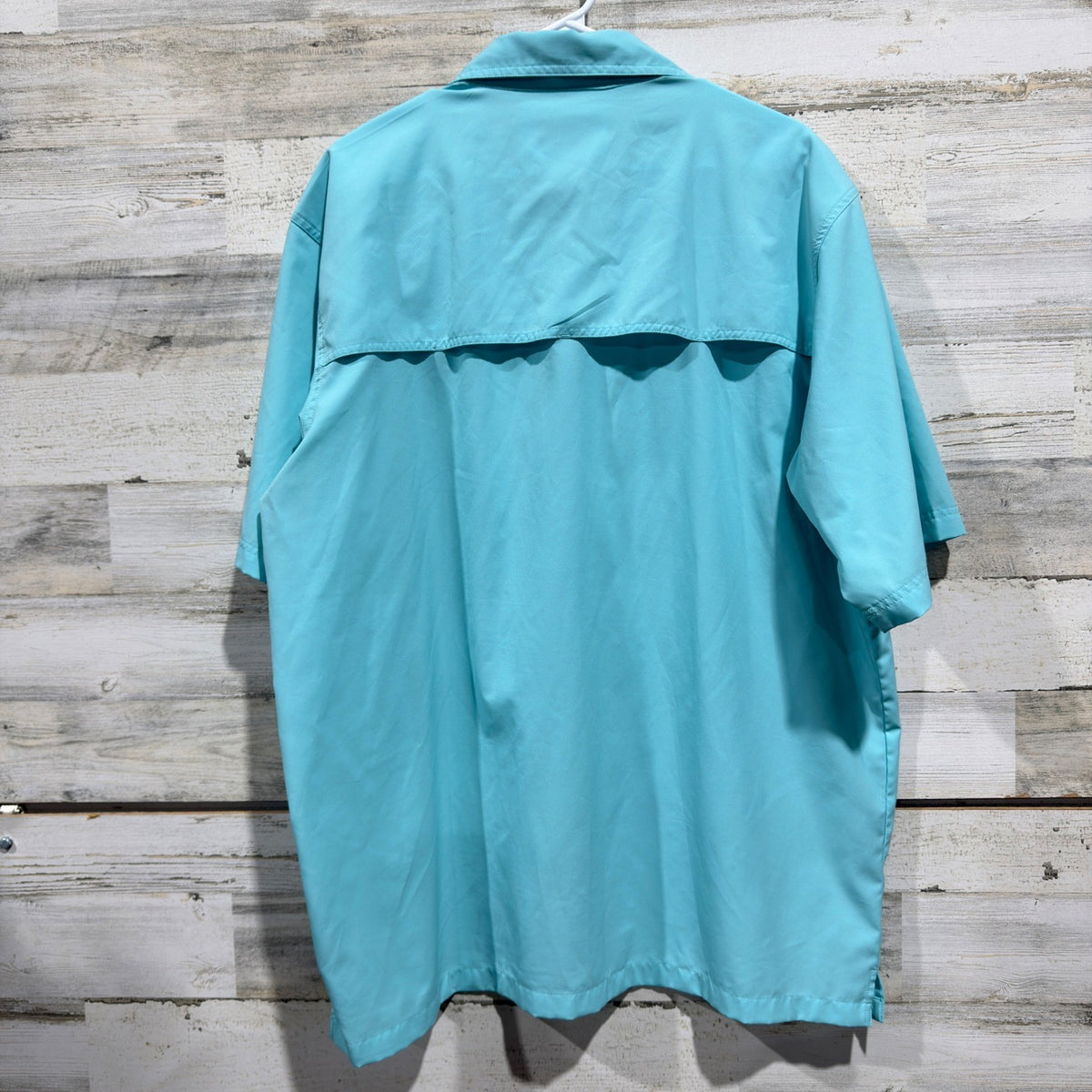 Bimini Bay Fishing Shirt Men XL Blue Short Sleeve Vented Performance *Flawed7