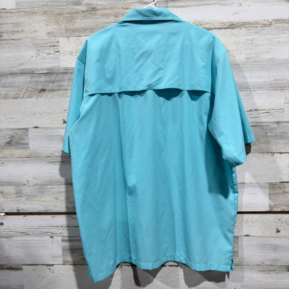 Bimini Bay Fishing Shirt Men XL Blue Short Sleeve Vented Performance *Flawed7