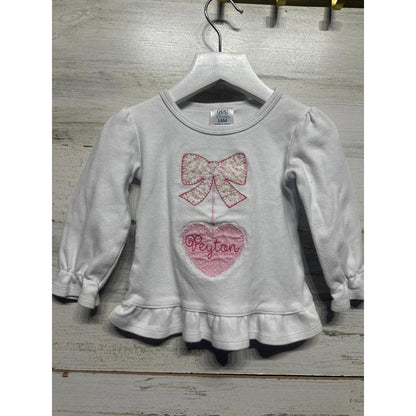 ARB Blanks Ruffle Top Girls 18M White Pink Peyton Heart Bow Applique Shirt0