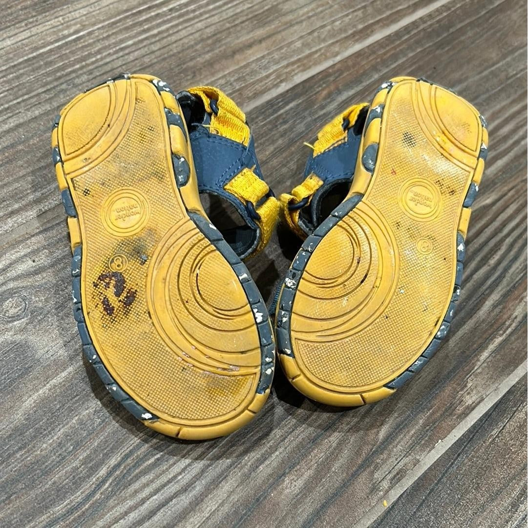 Boys Size 8 Toddler Blue Yellow Strappy Sporty Sandals6