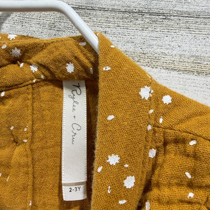 Rylee + Cru Dress Girls 2-3Y Mustard Star Gauze Ruffle Boho EUC2