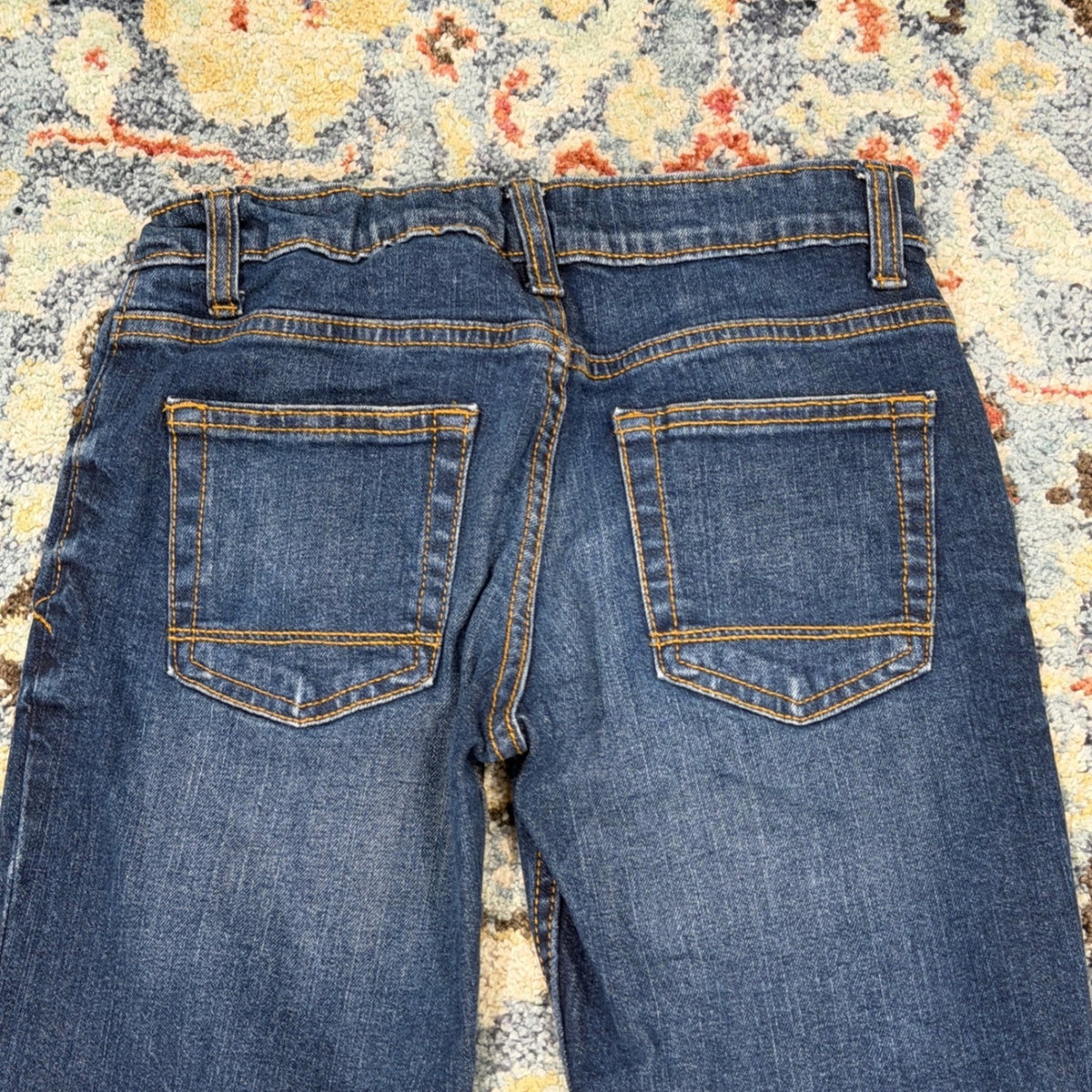 Cat & Jack Bootcut Jeans Boys 7 Dark Wash Adjustable Waist Stretch EUC5