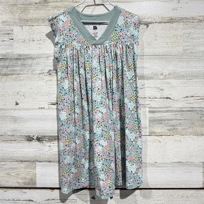 Tea Collection Dress Girls 7 Green Multi Floral Cotton Jersey Boho EUC0
