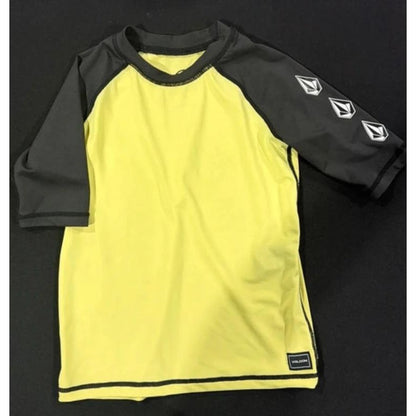 Volcom Blue Quail Swim Set Boys 4T Yellow Blue Butterfly Rash Guard Trunks GUC3