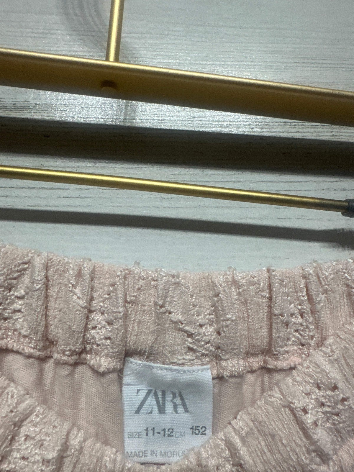 Zara Tiered Eyelet Skirt Girls 11/12 Pink Boho Lace EUC1