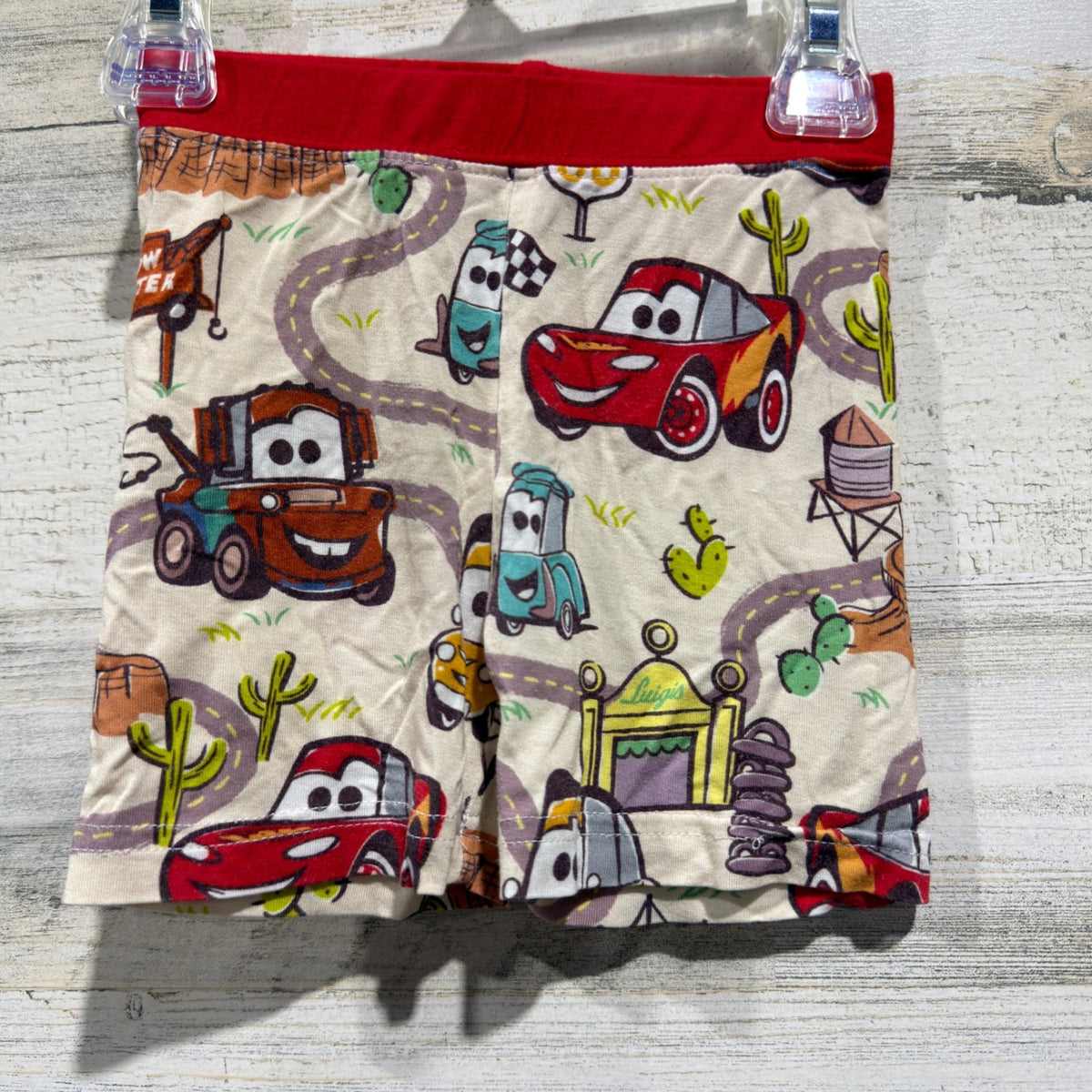 Disney Little Sleepies Cars Pajama Shorts Boys 12-18M Tan Bamboo Pixar EUC0