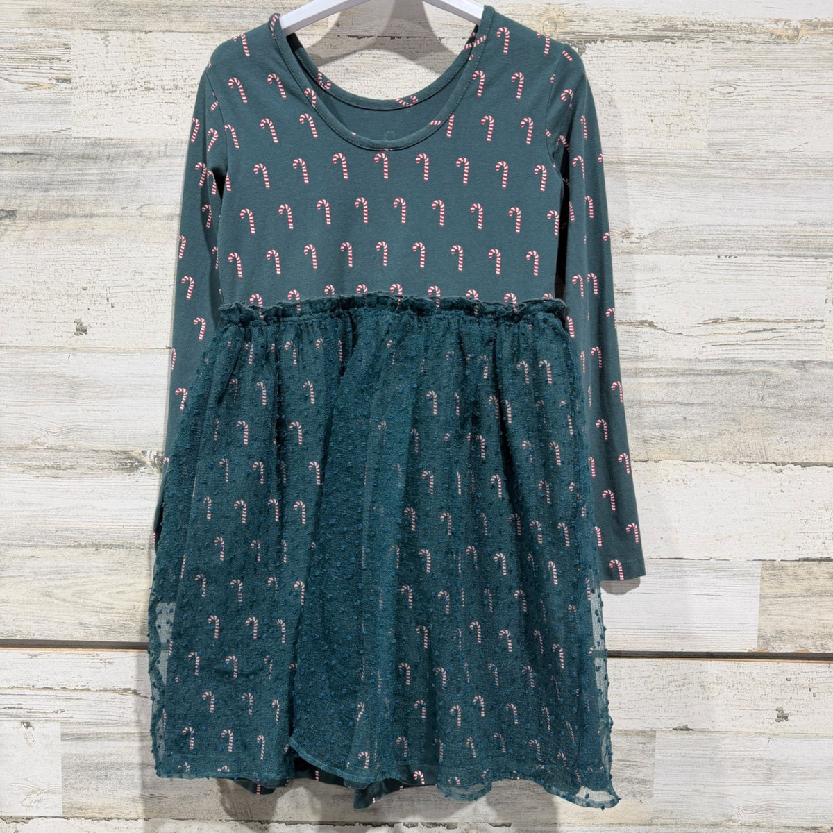Hanna Andersson Tutu Dress Girls 10 Green Candy Cane Holiday Festive EUC4
