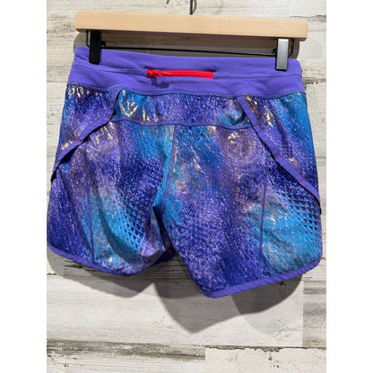 Ivivva Athletic Shorts Girls 14 Purple Blue Galaxy Print Activewear EUC2