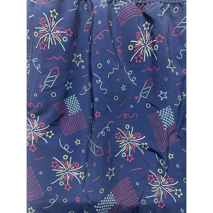 Magellan Outdoors Swim Trunks Mens XXL Navy Patriotic Fireworks Flags NWT1