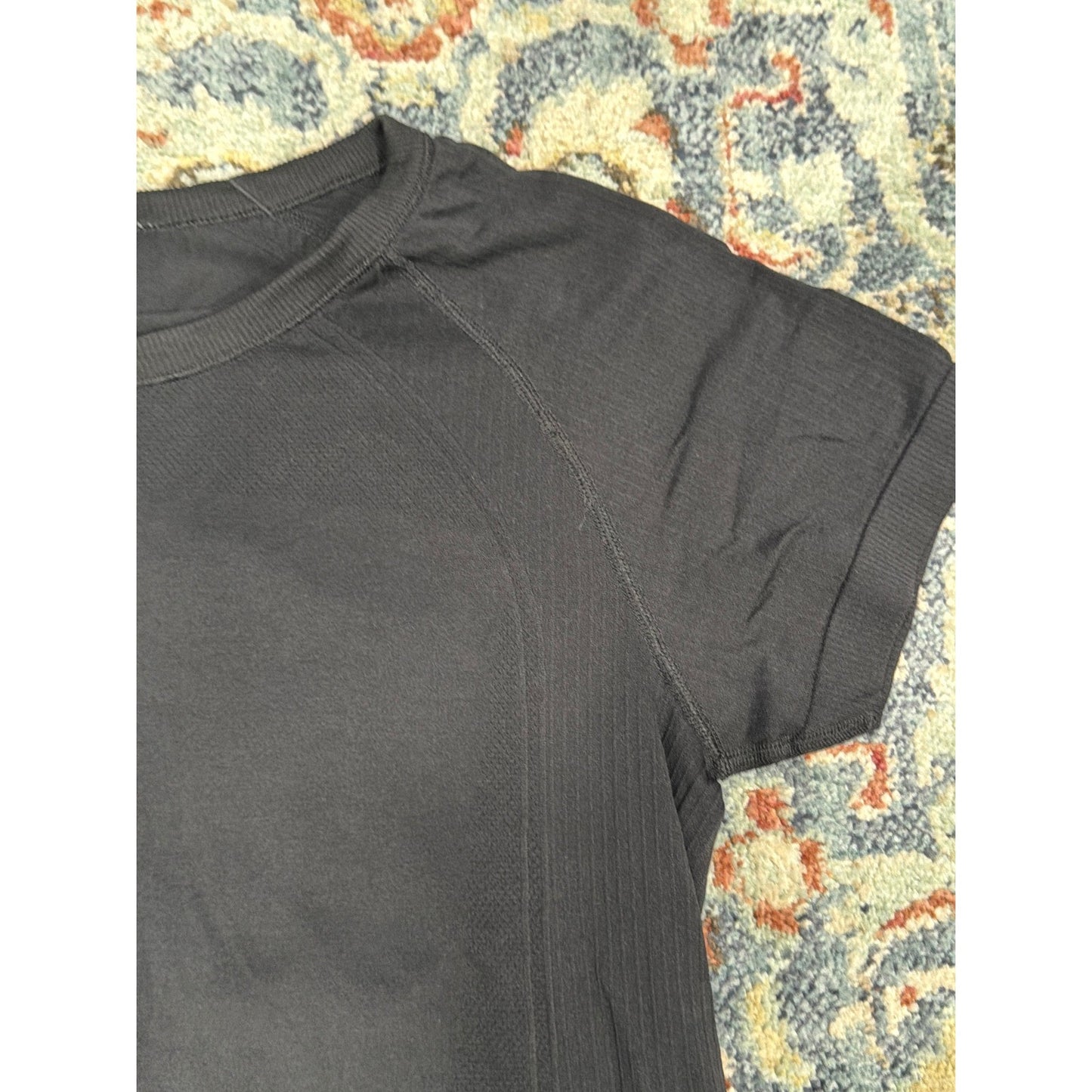 Old Navy Active Tech Shirt Women XL Black Seamless Raglan Athleisure EUC1