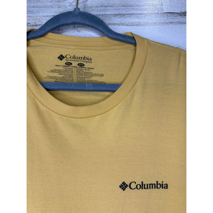 Columbia T-Shirt Mens 2XL Yellow Short Sleeve Logo Graphic Gorpcore EUC1