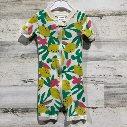 Hanna Andersson Lemon Romper Girls 18-24 mos White Yellow Organic Cotton EUC0