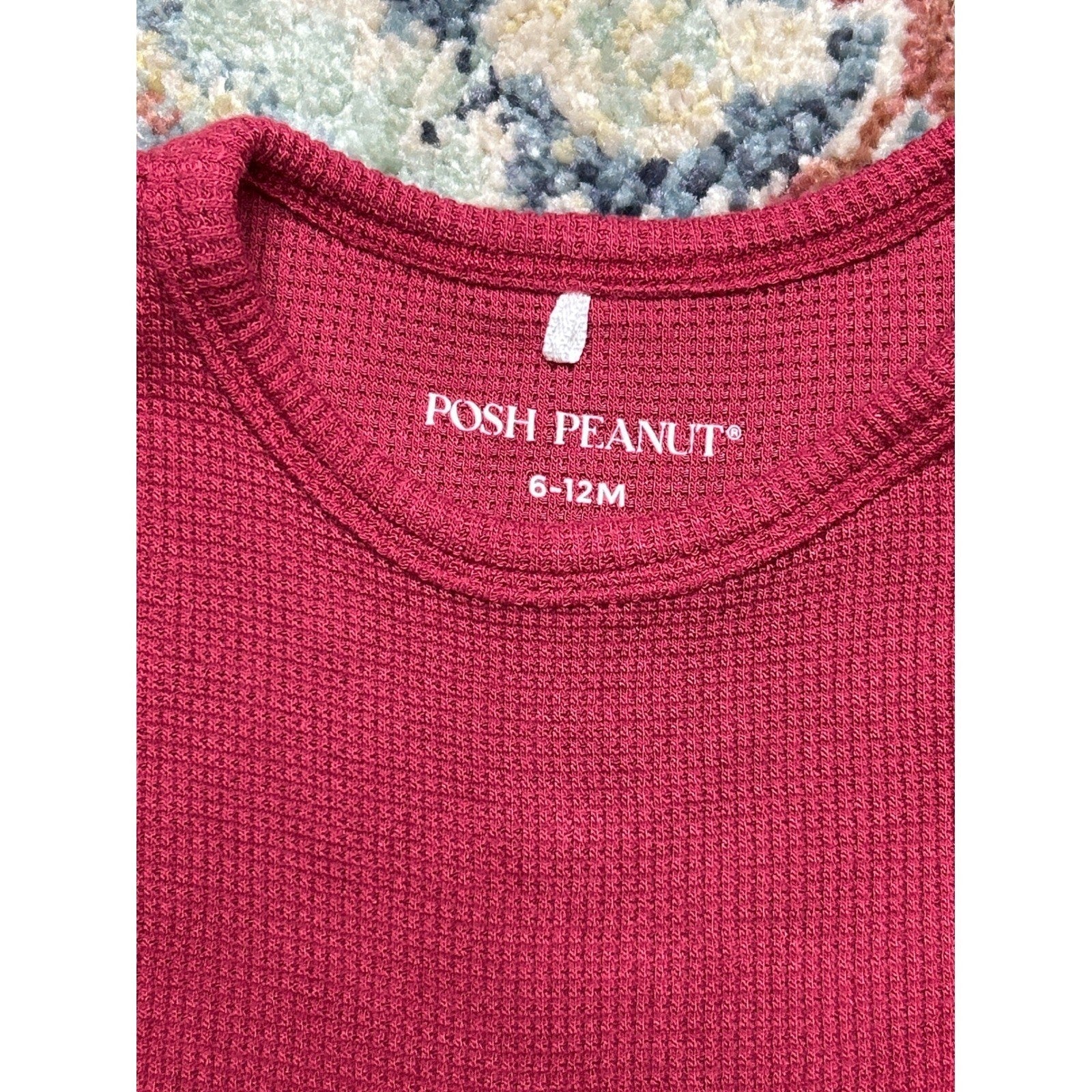 Posh Peanut Bamboo Waffle Knit Dress Girls 6-12M Pink Ruffle Hem EUC1