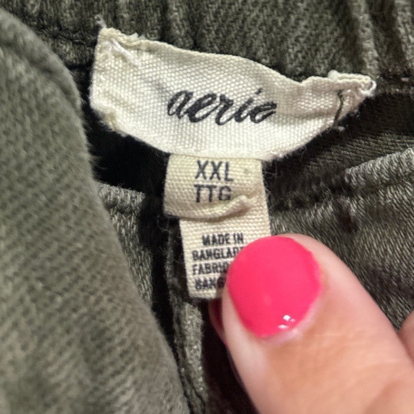 Aerie Denim Shorts Women XXL Olive Green Distressed Raw Hem Festival1