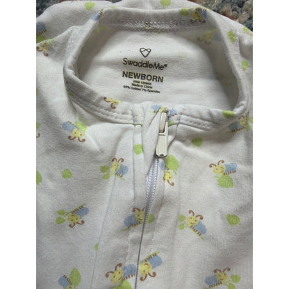SwaddleMe Pod Swaddle Boys Newborn White Blue Green Bug Print Sleep Sack EUC1