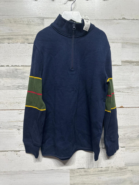 Gap Quarter Zip Sweater Kids Size M 8 Navy Blue Striped Sleeve NWT0