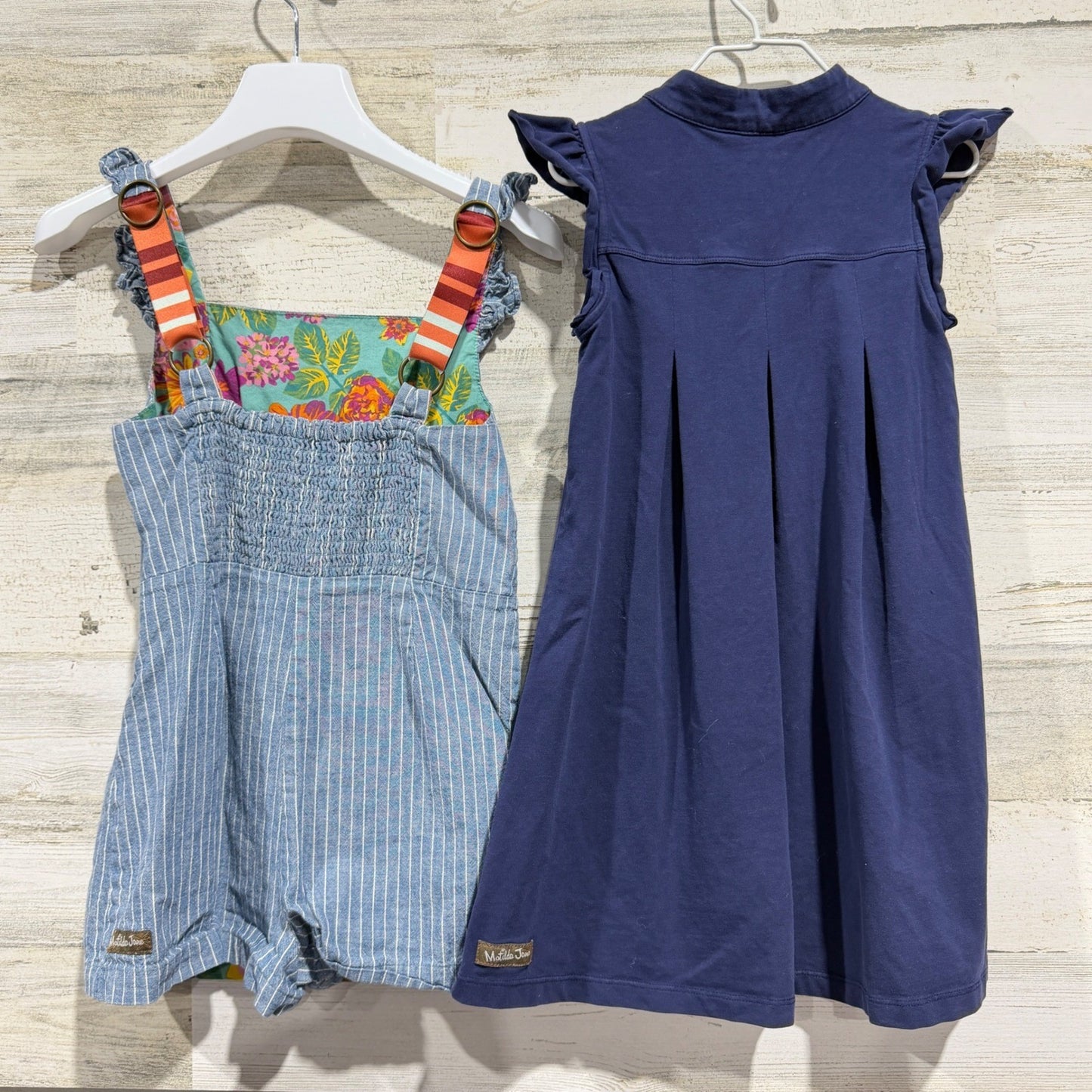 Matilda Jane Dress Romper Bundle Girls 6 Blue Striped Ruffle Classic5