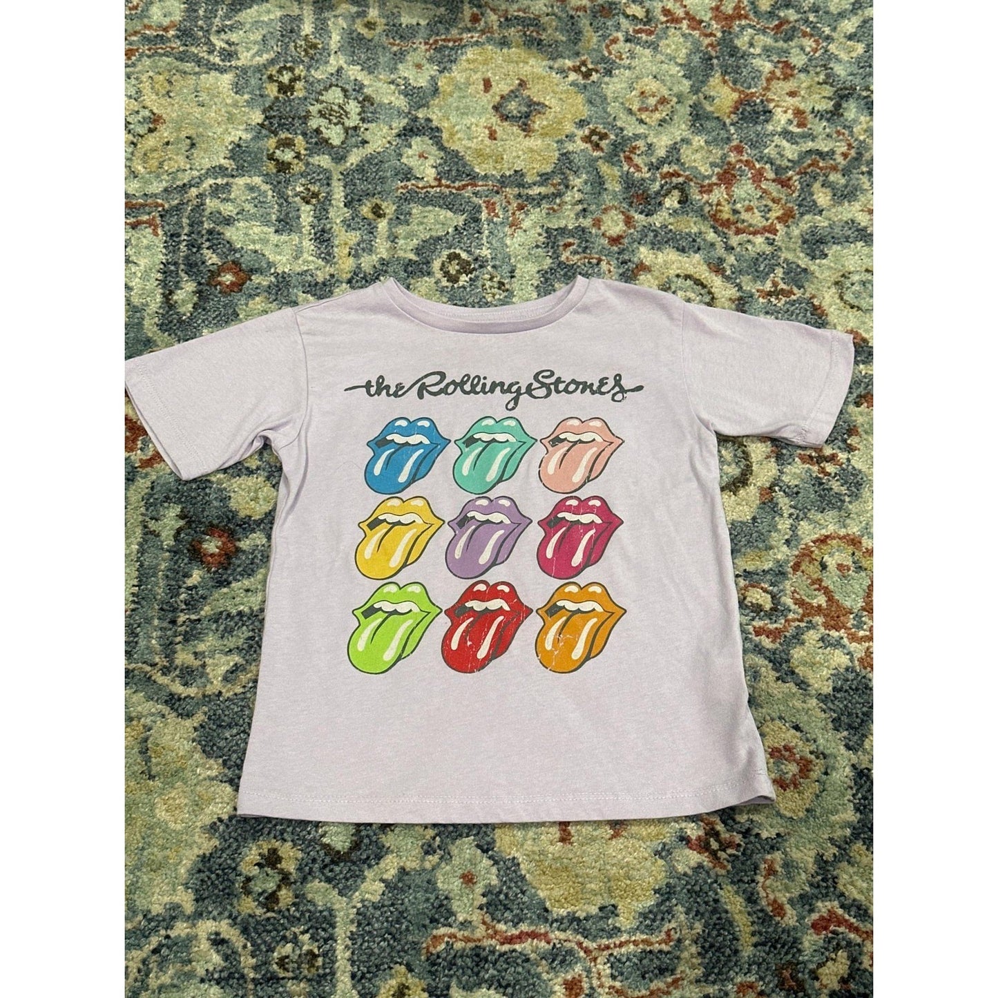 Wonder Nation T-Shirt Girls XS 4/5 Purple Rolling Stones Band Tee Rock GUC0
