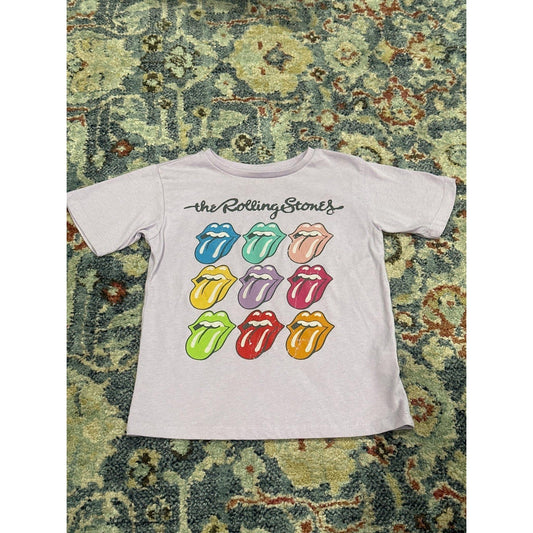 Wonder Nation T-Shirt Girls XS 4/5 Purple Rolling Stones Band Tee Rock GUC0