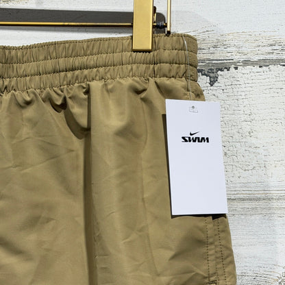 Nike Swim Trunks Men Small Tan Embroidered Swoosh NWT2