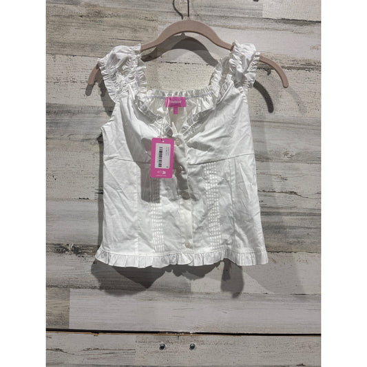 Edikted Ruffle Button Up Top Womens Small White Pintuck Coquette NWT0