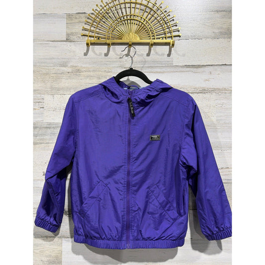LL Bean Windbreaker Jacket Kids 8 Purple Hooded Full Zip Gorpcore EUC0