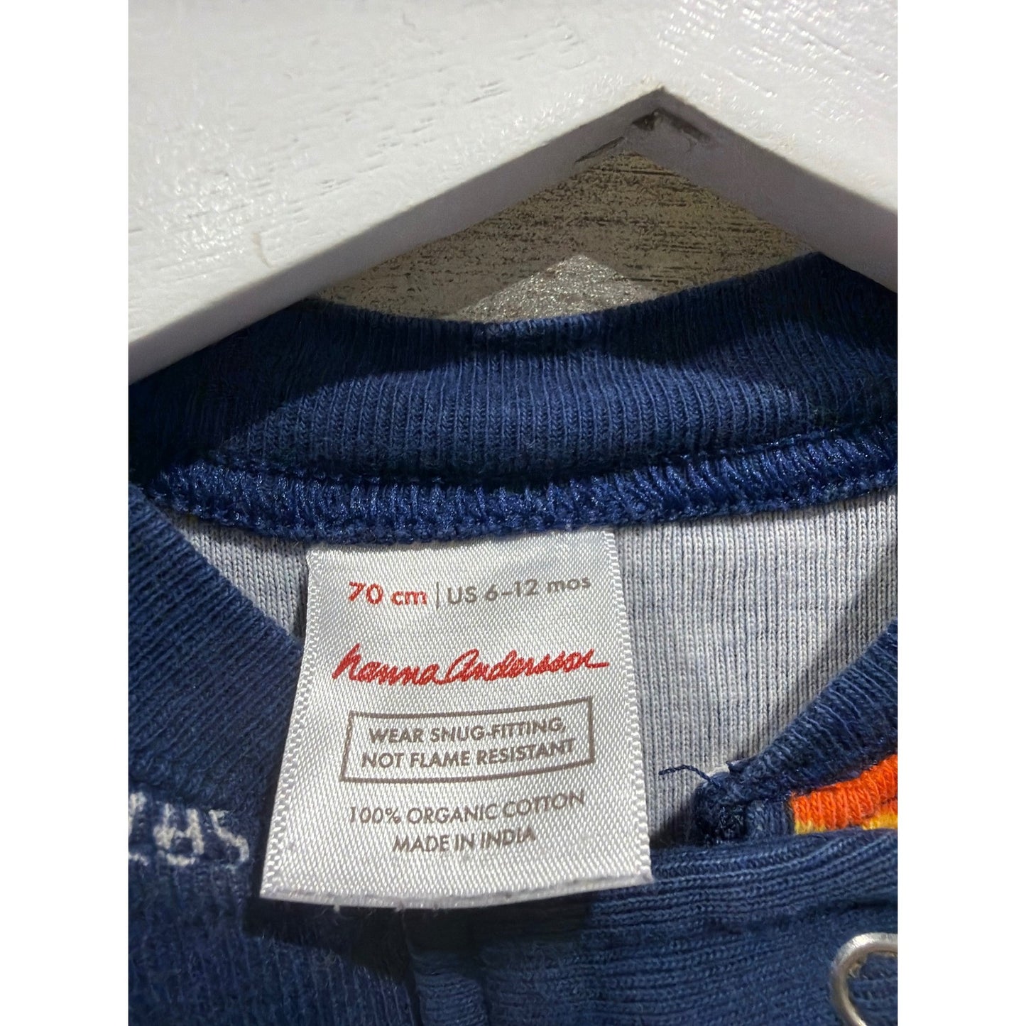 Hanna Andersson Tea Collection Sleeper Romper Boys 6-12M Blue Gray Planet3