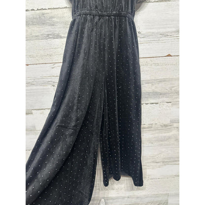 Tahari Velvet Jumpsuit Girls Size 6 Black Silver Glitter Flutter Sleeve NWT2