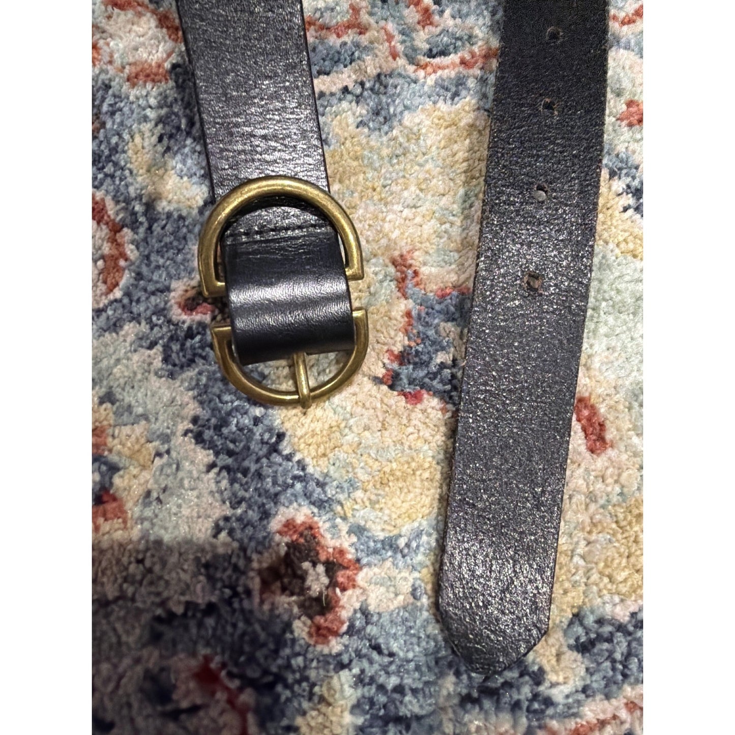 American Eagle Leather Belt Women Small Black Brass Buckle Boho EUC4