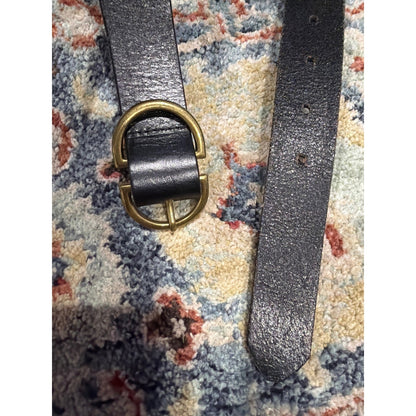 American Eagle Leather Belt Women Small Black Brass Buckle Boho EUC4