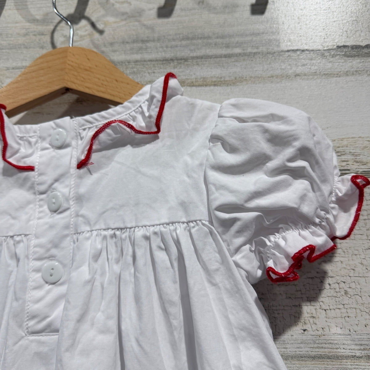 Southern Smocked Company Christmas Wreath Dress Girls 3T White Cotton Flawed*5