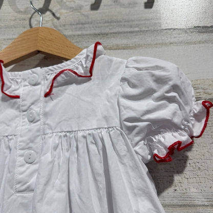 Southern Smocked Company Christmas Wreath Dress Girls 3T White Cotton Flawed*5