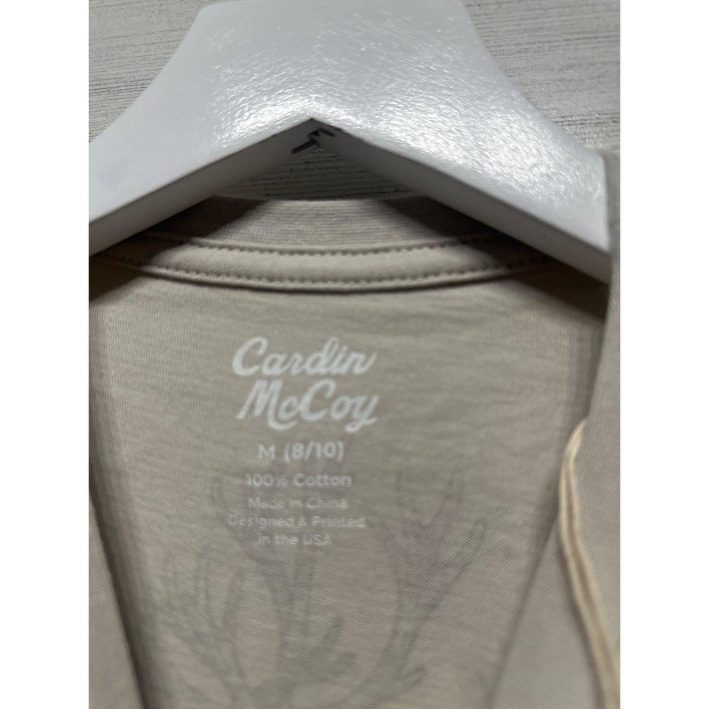 Cardin McCoy Pocket Tee Kids M 8/10 Tan North Pole Reindeer Graphic NWT4