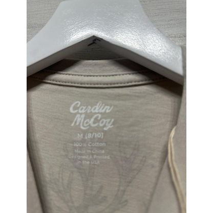 Cardin McCoy Pocket Tee Kids M 8/10 Tan North Pole Reindeer Graphic NWT4