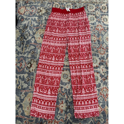 Little Sleepies Pajama Pants Men's Medium Red White Fair Isle Reindeer Holiday2