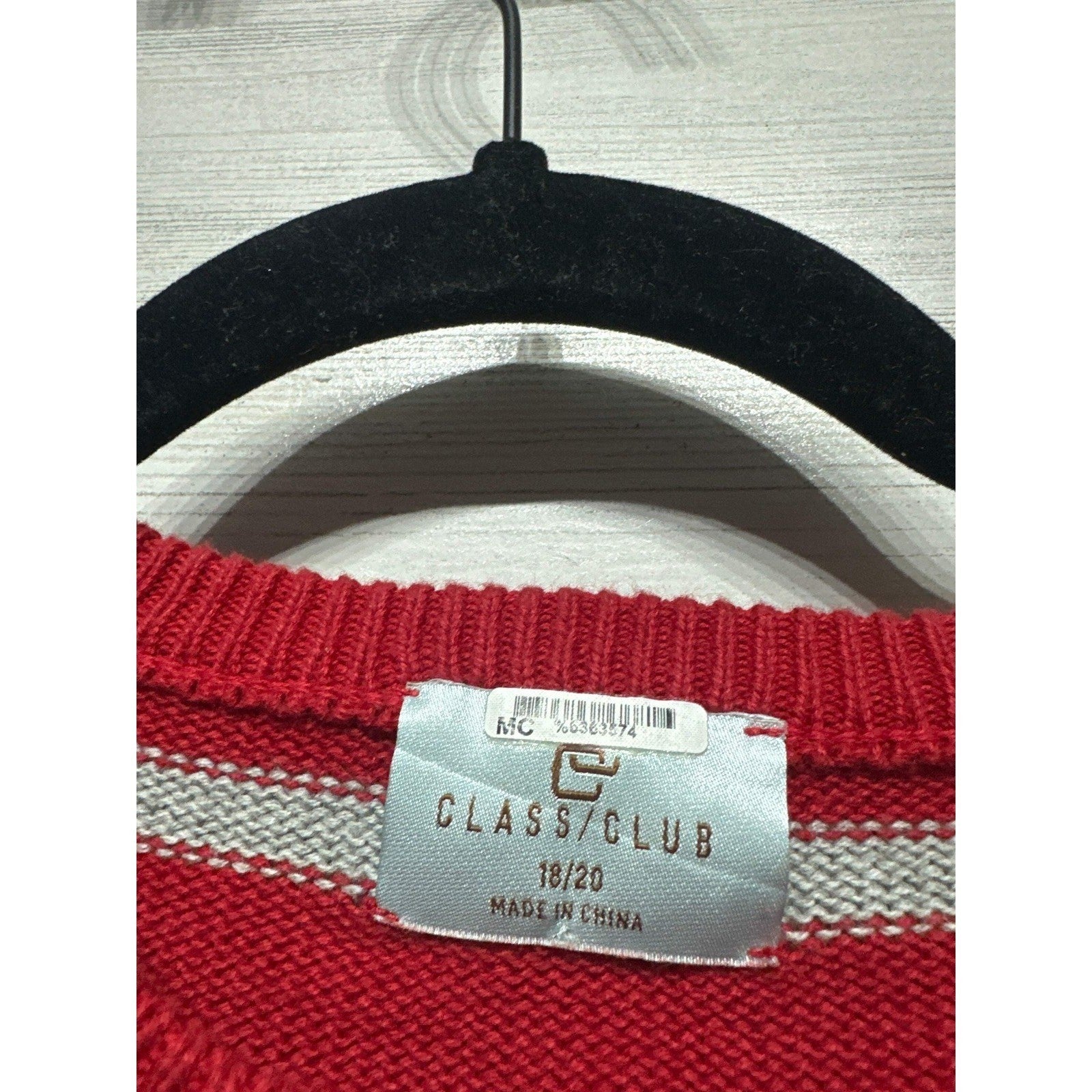 Class Club Sweater Boys 18-20 Red Striped Moose Elbow Patches EUC2