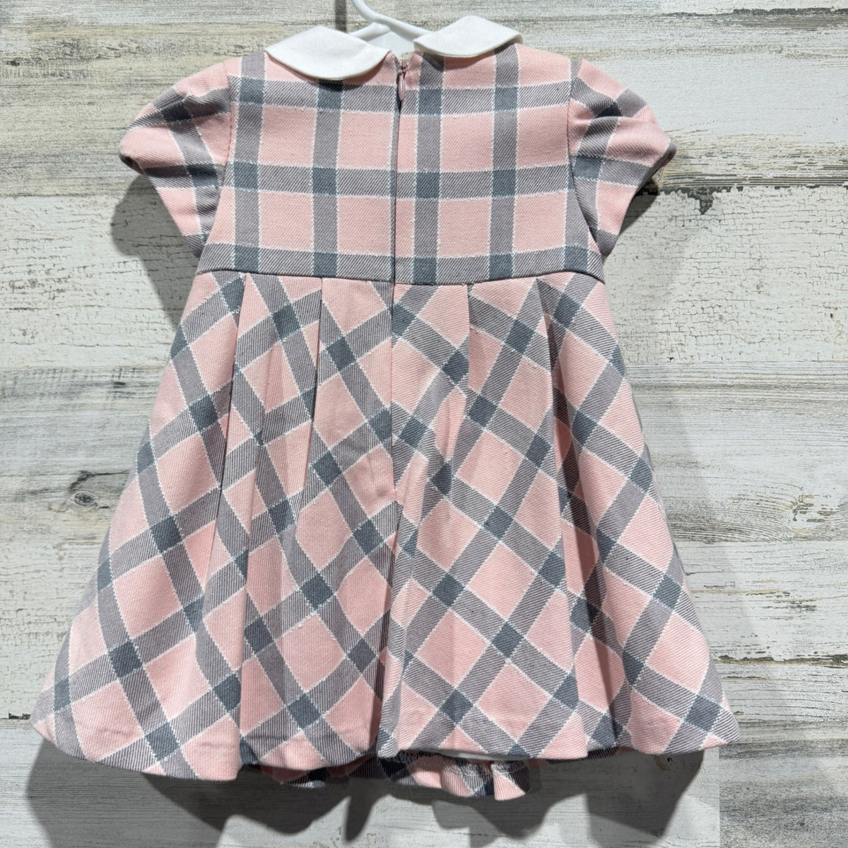 Mayoral Plaid Dress Girls 12M Pink Grey Peter Pan Collar Preppy NWT4