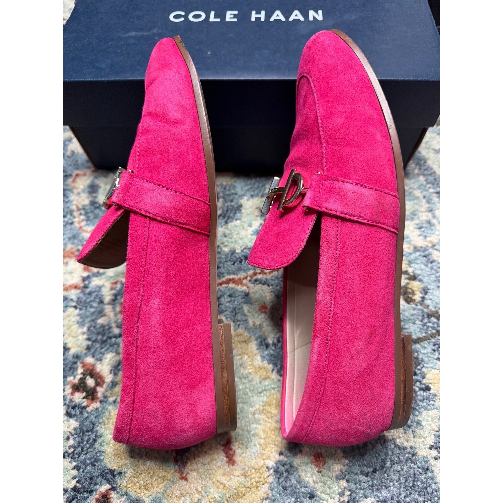Cole Haan Loafers Women 9 Pink Suede Gold Bit Grandseries1