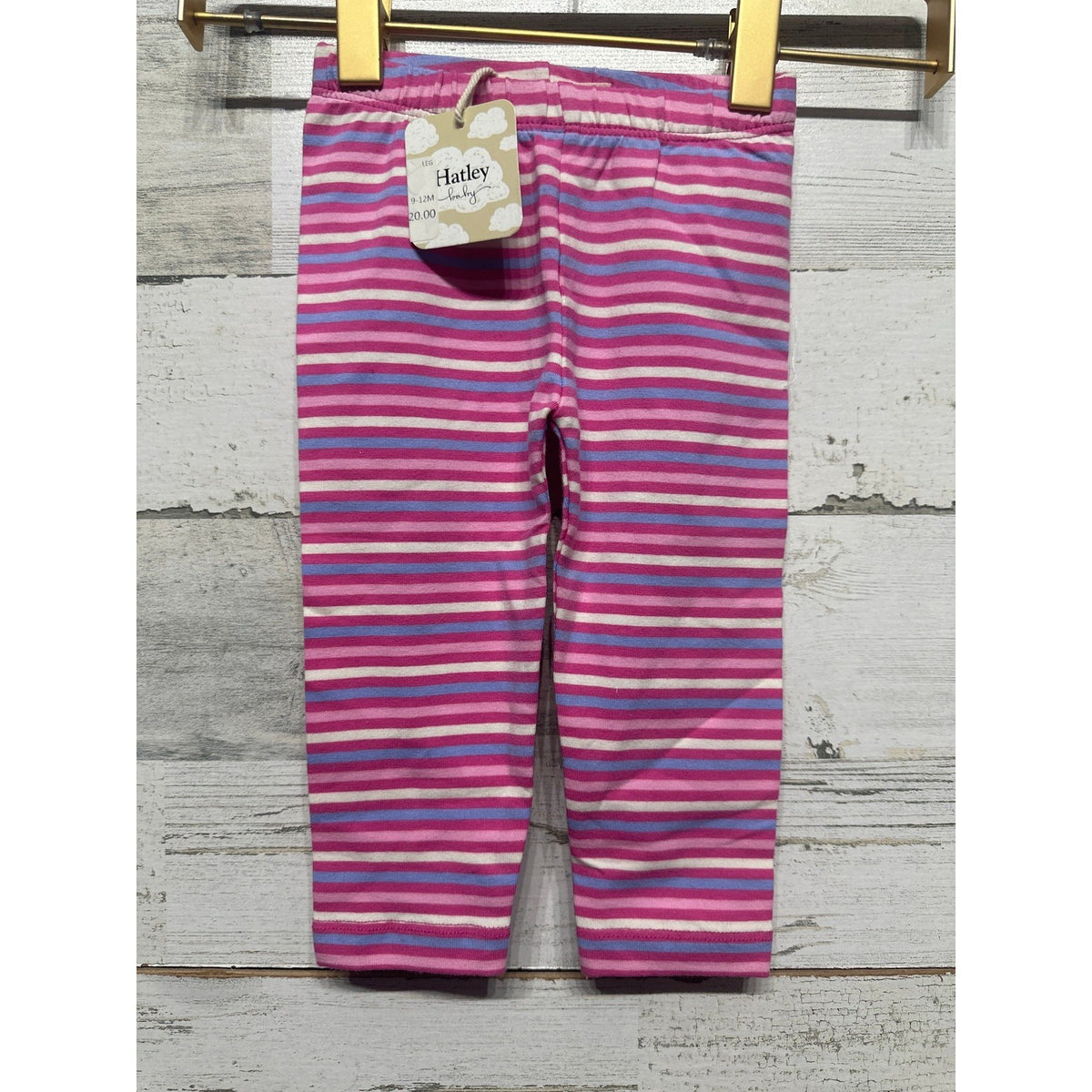 Hatley Leggings Girls 9-12M Pink Purple Striped Cotton Stretch Playwear NWT0