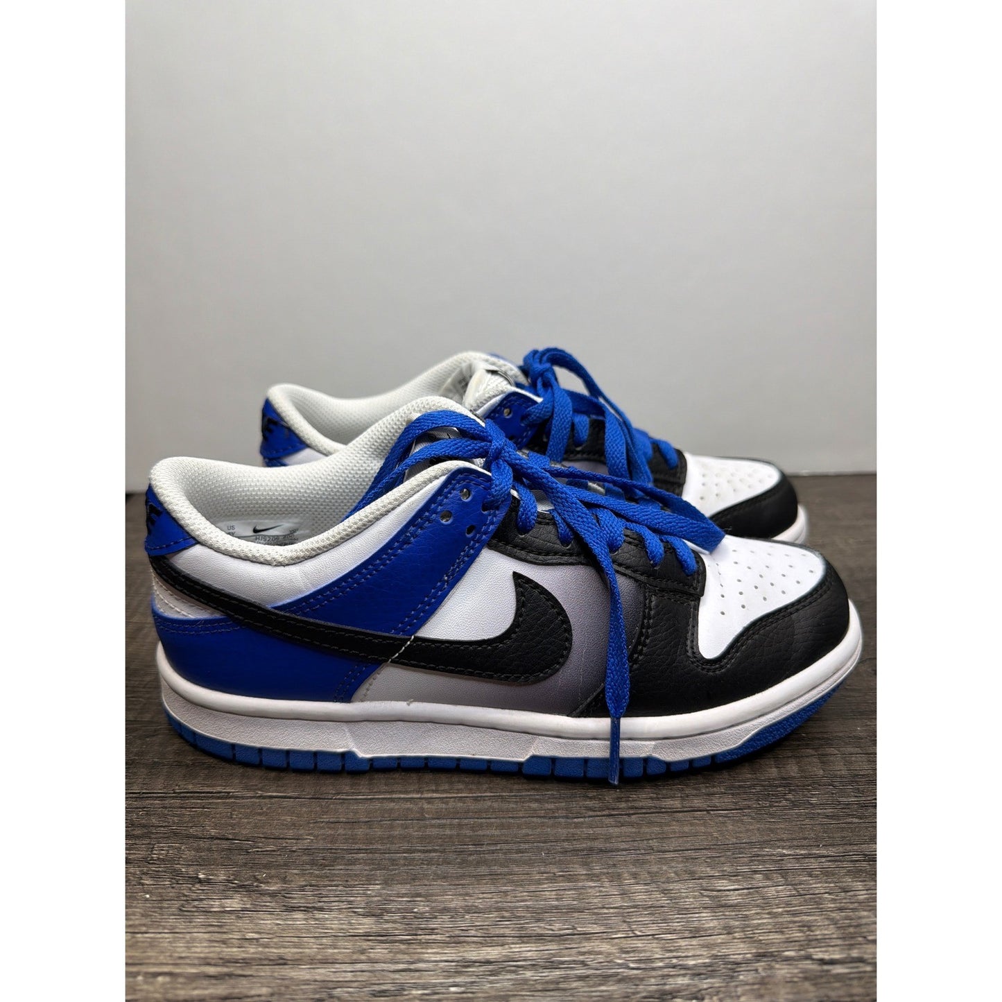 Nike Dunk Low Boys Size 4Y Blue Black White Grey Gradient Streetwear EUC3