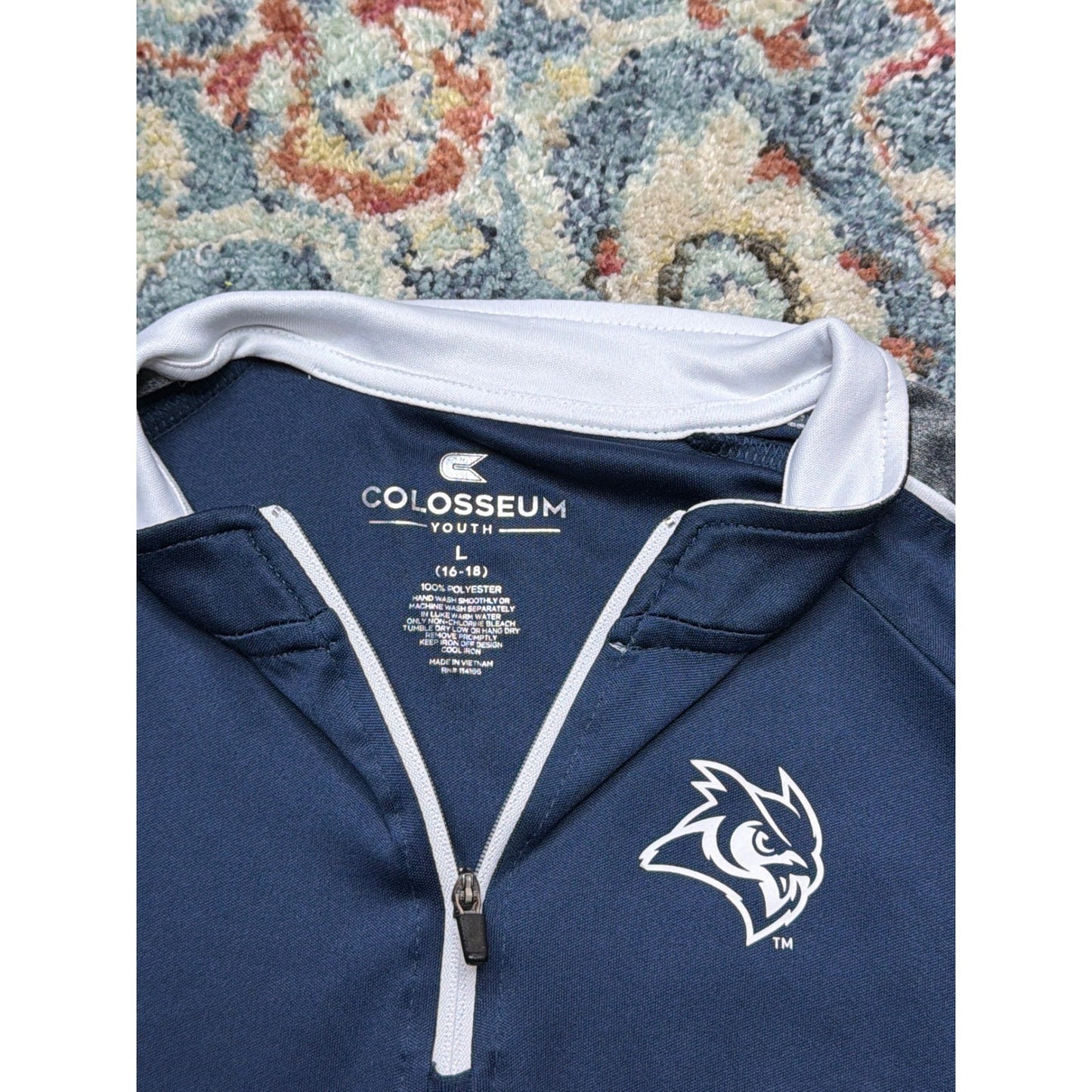 Rice Owls Quarter Zip Boys Youth Large 16-18 Navy Blue Pullover EUC1