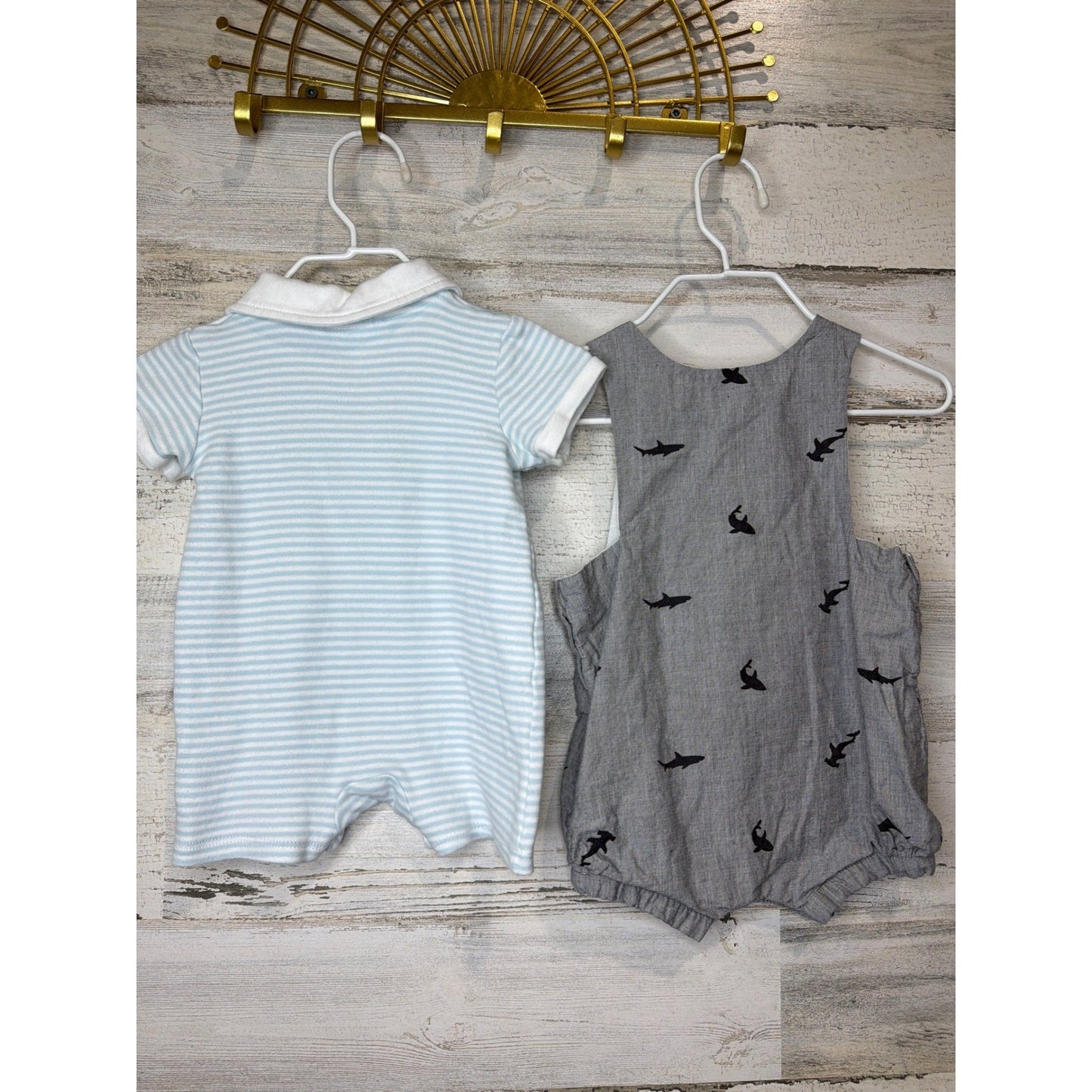 Tommy Bahama Tres Beau et Belle Romper Bundle Boys 3-6M Blue Grey Nautical3