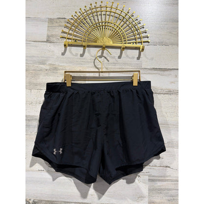 Under Armour Fly By 2.0 Shorts Women Large Black Mesh Running Athletic EUC0