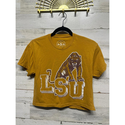 B&B Dry Goods Cropped T-Shirt Women XS Gold LSU Tigers Graphic EUC0