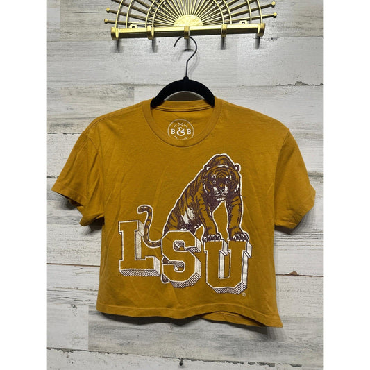 B&B Dry Goods Cropped T-Shirt Women XS Gold LSU Tigers Graphic EUC0