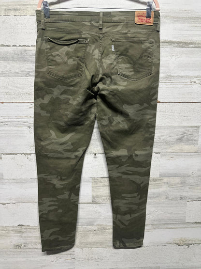 Levi's 711 Skinny Jeans Women 30 Green Camo Mid Rise Stretch Denim EUC2